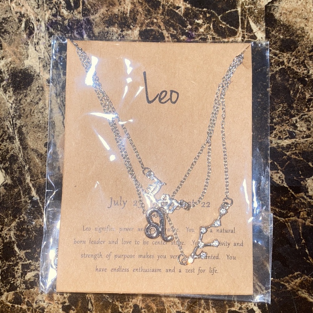 BOGO ♌️ leo Silver Plated Necklace 3 Layer Brand New Sealed